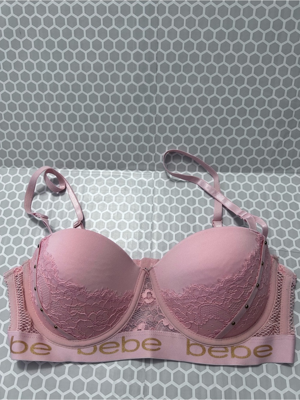 bebe Pink Lace Push-Up Bra w Underwire Size 36C